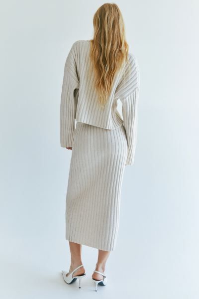 Rib-knit jumper - Natural white - Ladies | H&M GB | H&M (UK, MY, IN, SG, PH, TW, HK)