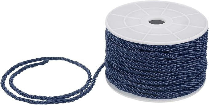 22 Yards Twisted Rope Trim, 3mm/0.12" Navy Blue Soft Polyester Twisted Silk Rope Cord 3-Ply Decor... | Amazon (US)