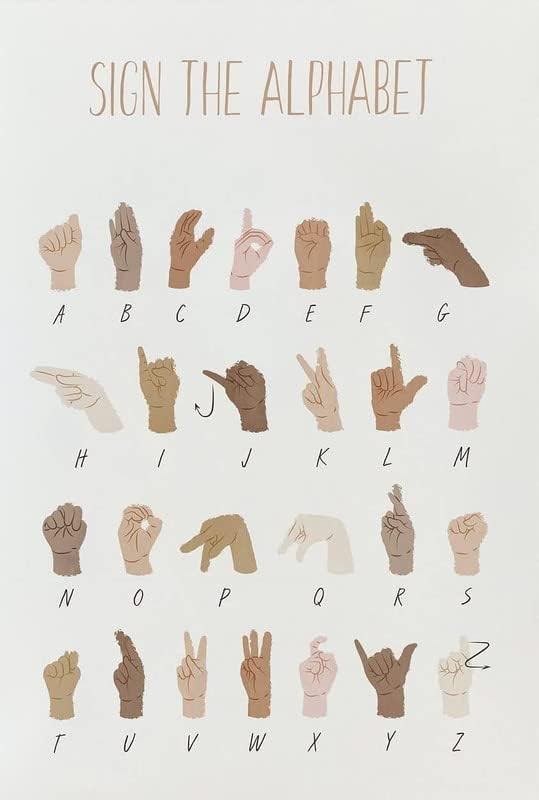 Aoevc Vintage Tin Sign ASL American Sign Language Alphabet Educational s ABC Playroom Wall Art Bo... | Amazon (US)