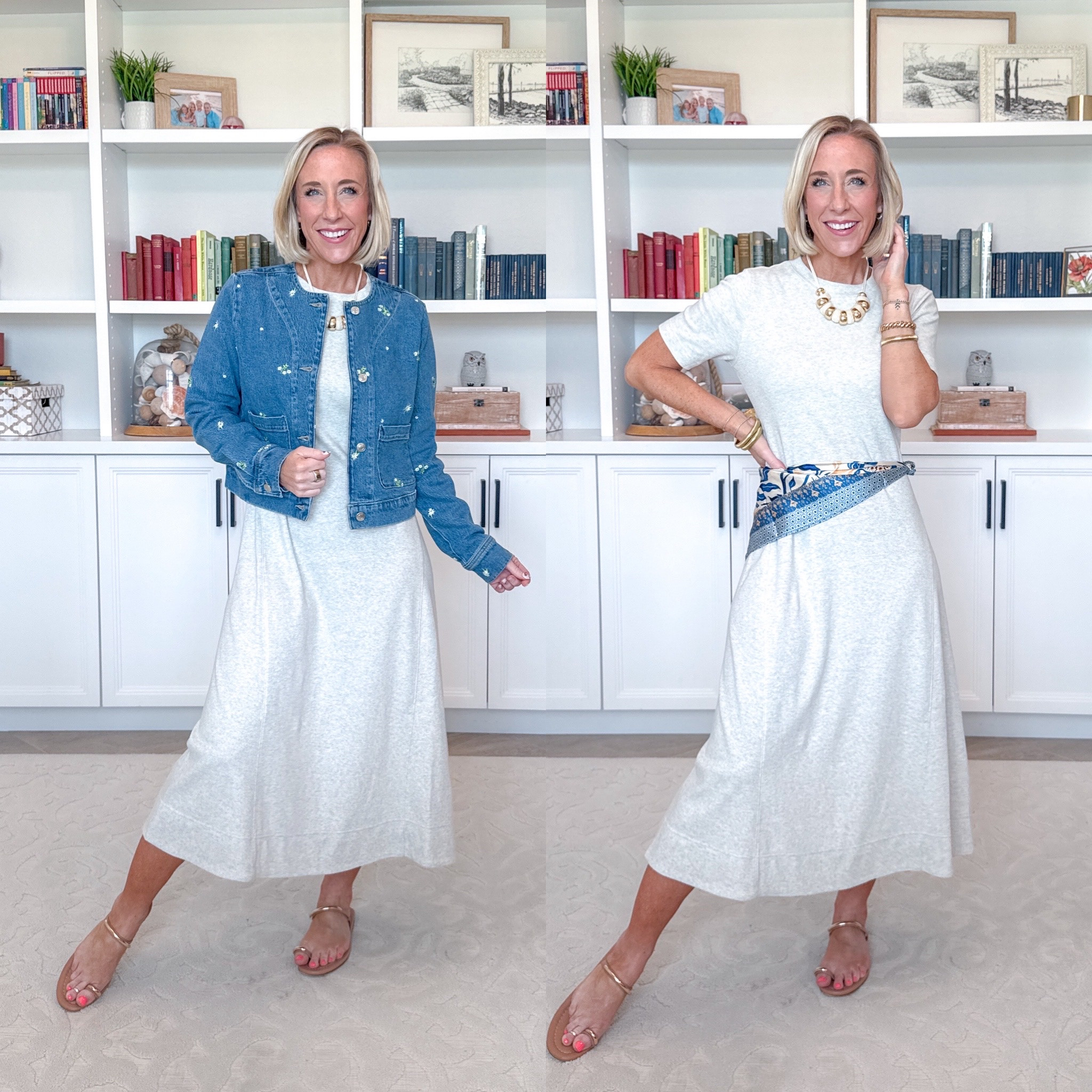 Walmart - 5 dresses under $20:  Seamed Cotton Midi Dress - size XS. $15.98. 5 colors. * Embroidered Cropped Denim Jacket - size XS. $34.
 

 

#LTKOver40 #LTKSeasonal