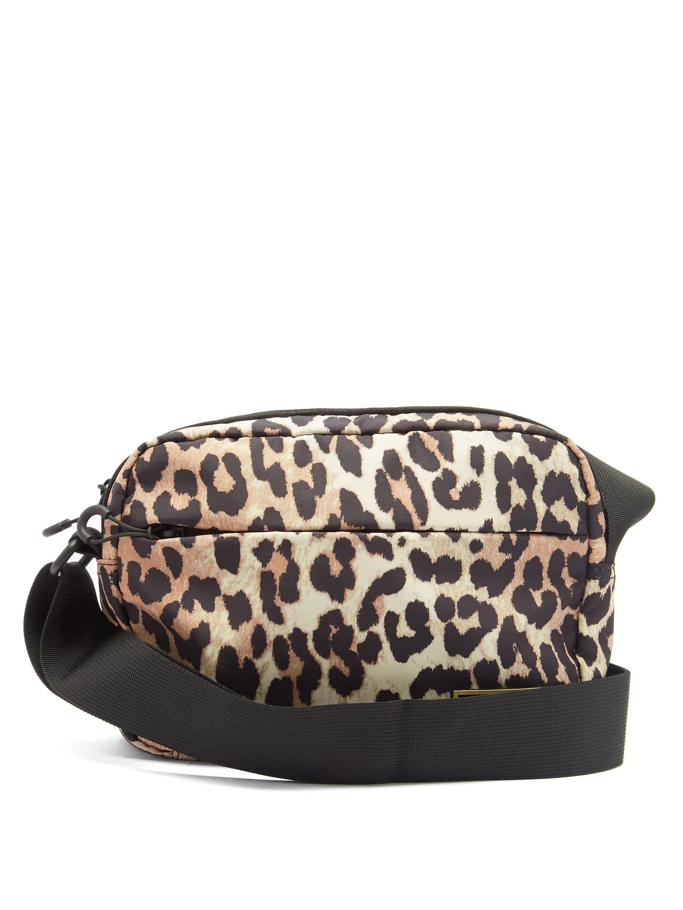 Leopard-print recycled-fibre cross-body bag | Ganni | Matches (UK)