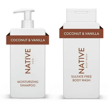 Native Moisturizing Shampoo & Body Wash Set, Coconut & Vanilla, Sulfate & Paraben Free, 16.5 oz | Walmart (US)