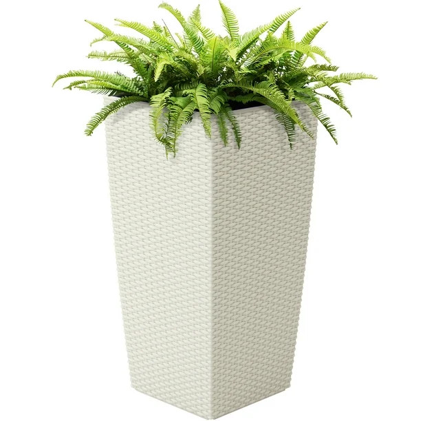 Best Choice Products Self-Watering Wicker Planter w/ Rolling Wheels and Water Level Indicator, Wh... | Walmart (US)