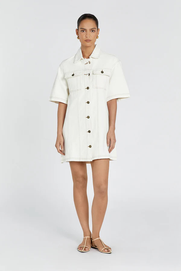 ALFRED CREAM DENIM MINI DRESS | DISSH