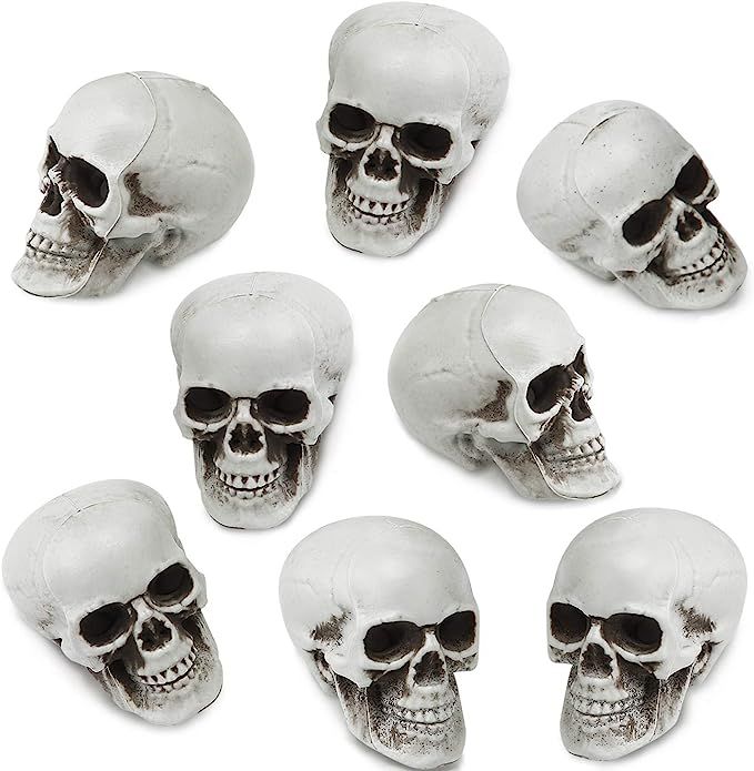 Boao 8 Pieces Halloween Skulls Realistic Looking Skulls Human Skeleton Head Skull for Halloween B... | Amazon (US)