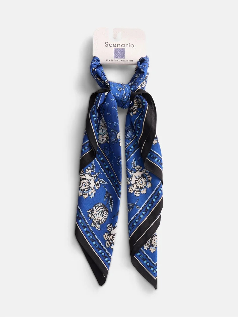 Scenario Women's Printed Square Scarf, Deep Indigo | Walmart (US)
