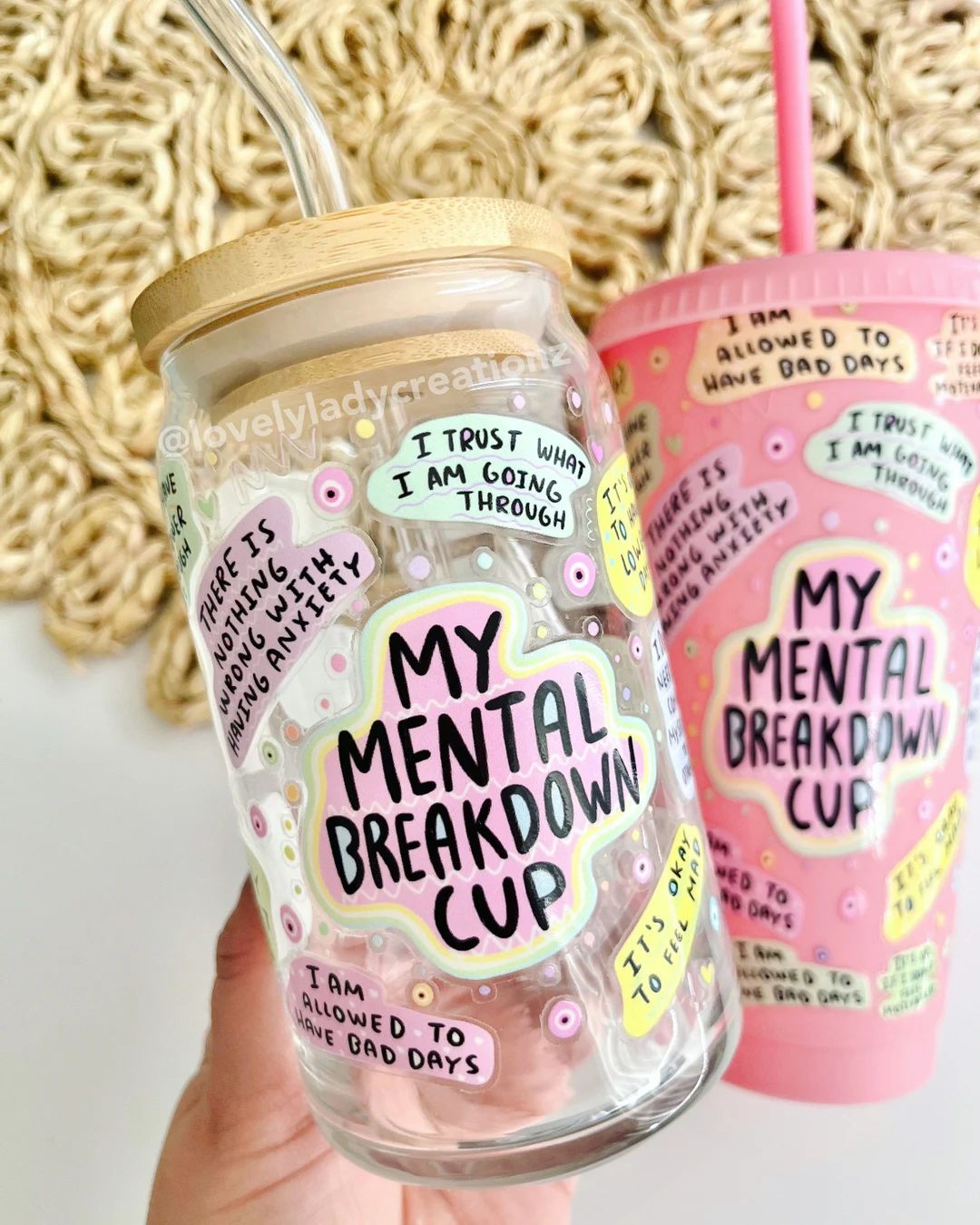 My Mental Breakdown Glass Cup / Affirmations Cup / Flowers Glass Cup / Cute Glass Cup / Gifts for... | Etsy (US)