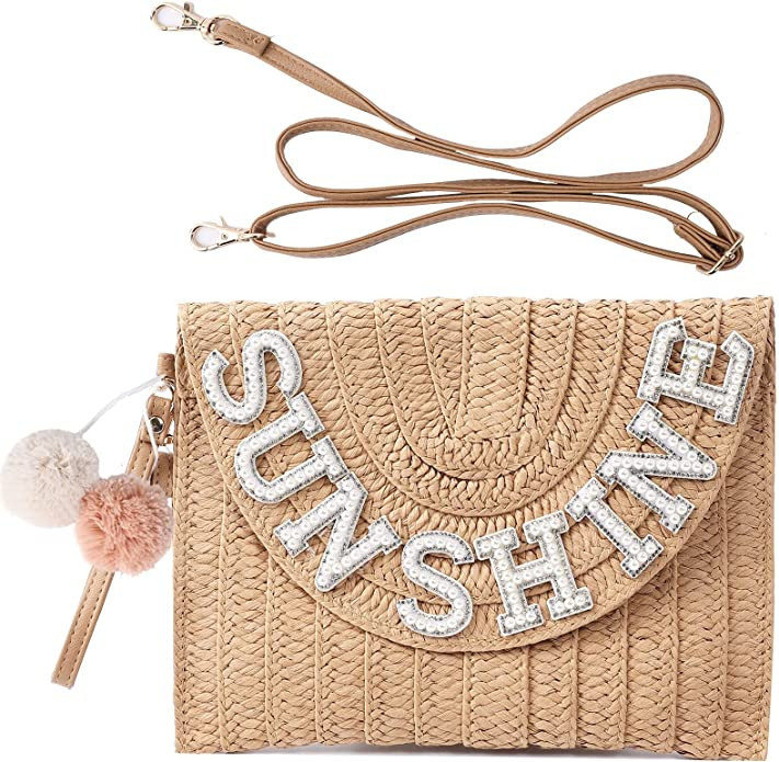 Women Straw Shoulder Bag Straw Clutch Straw Crossbody Bag Casual Beach Straw Handmade Bag Summer ... | Amazon (US)