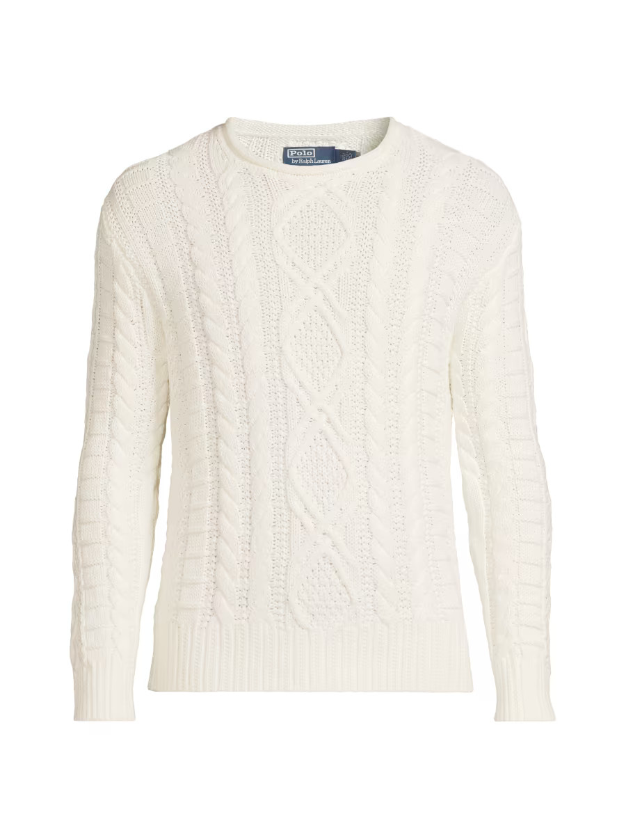 Aran-Knit Cotton Rollneck Sweater | Saks Fifth Avenue