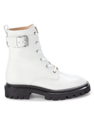 Stuart Weitzman Leather Combat Boots on SALE | Saks OFF 5TH | Saks Fifth Avenue OFF 5TH