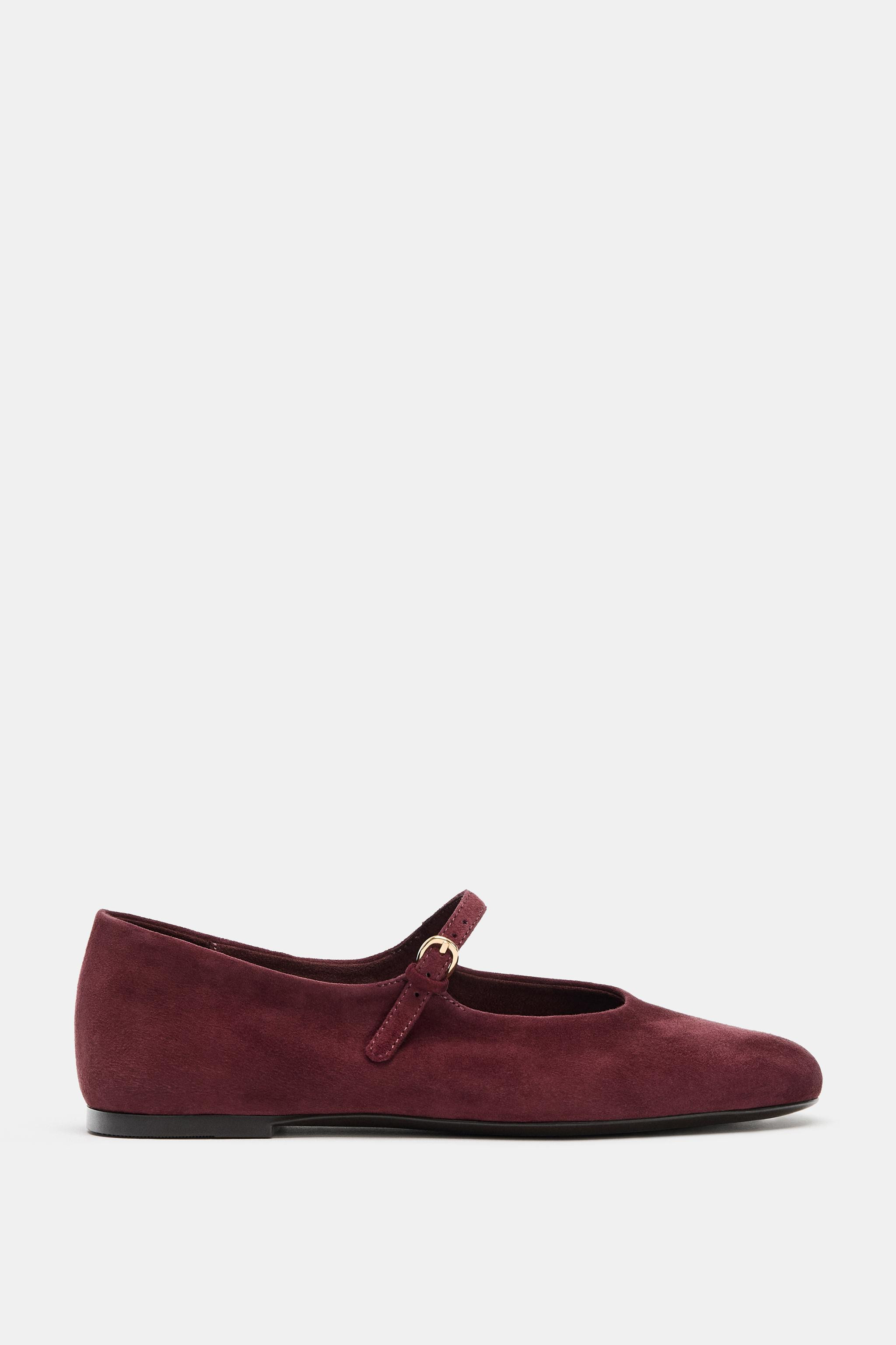SUEDE BUCKLE BALLET FLATS | Zara US