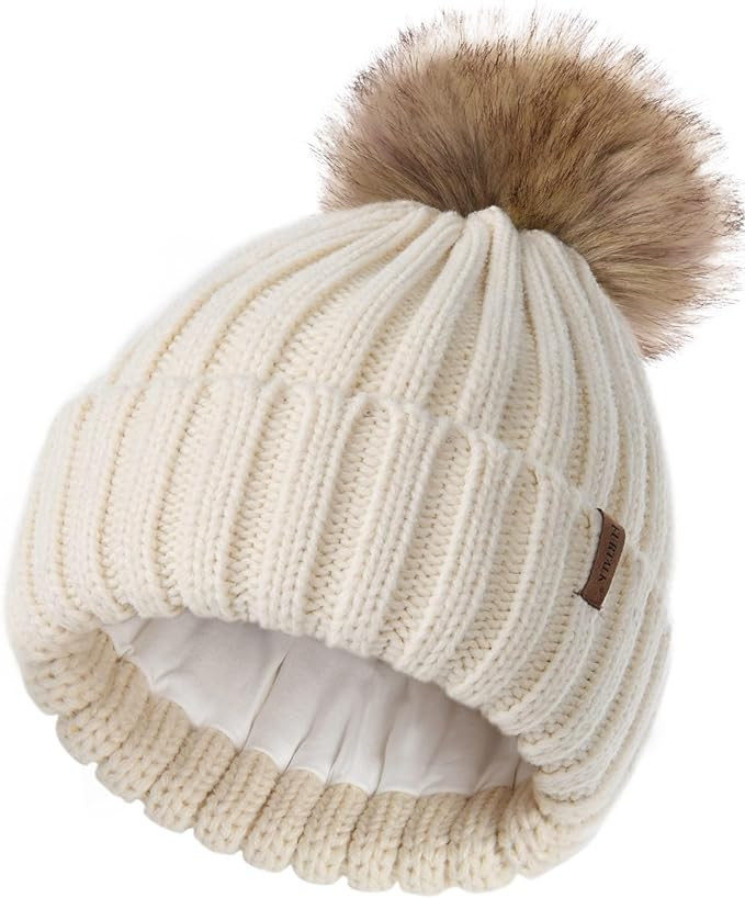 FURTALK Kids Winter Hat Toddler Knitted Pom Beanie Hat Cotton Lined Faux Fur Pom Pom Cap Baby Gir... | Amazon (US)