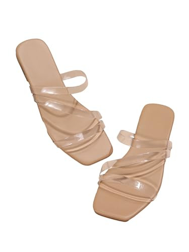 GORGLITTER Women's Clear Sandals Strappy Jelly Flat Slides Dressy Open Toe Cute Vacation Beach Sh... | Amazon (US)