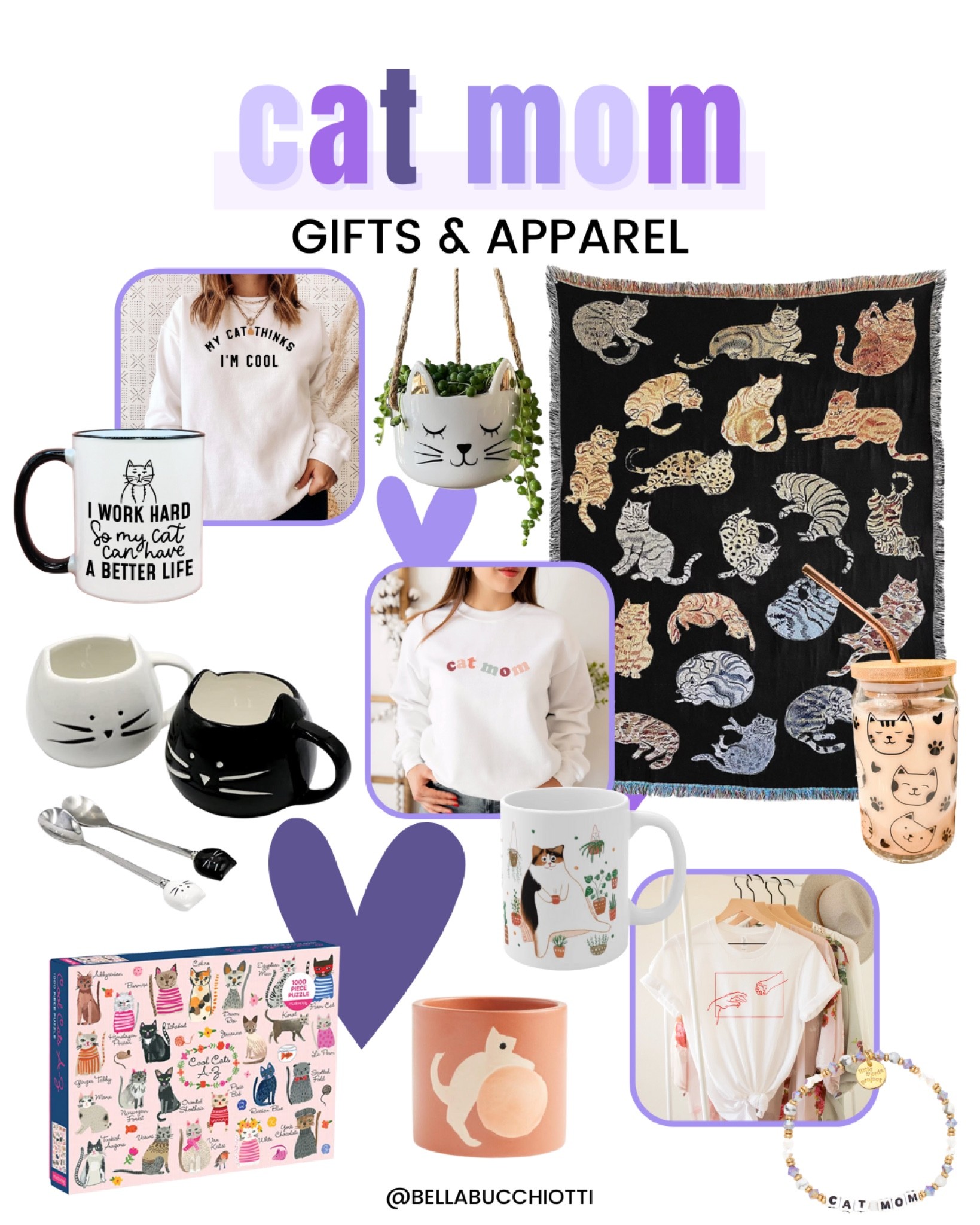 Cat mom, gifts, apparel, amazon, Etsy, blanket, plant holder, mugs 