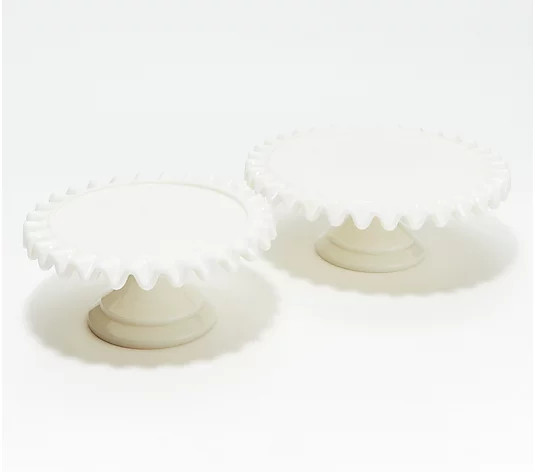 Martha Stewart Set of 2 Milk White Ruffle Cake Stands - QVC.com | QVC