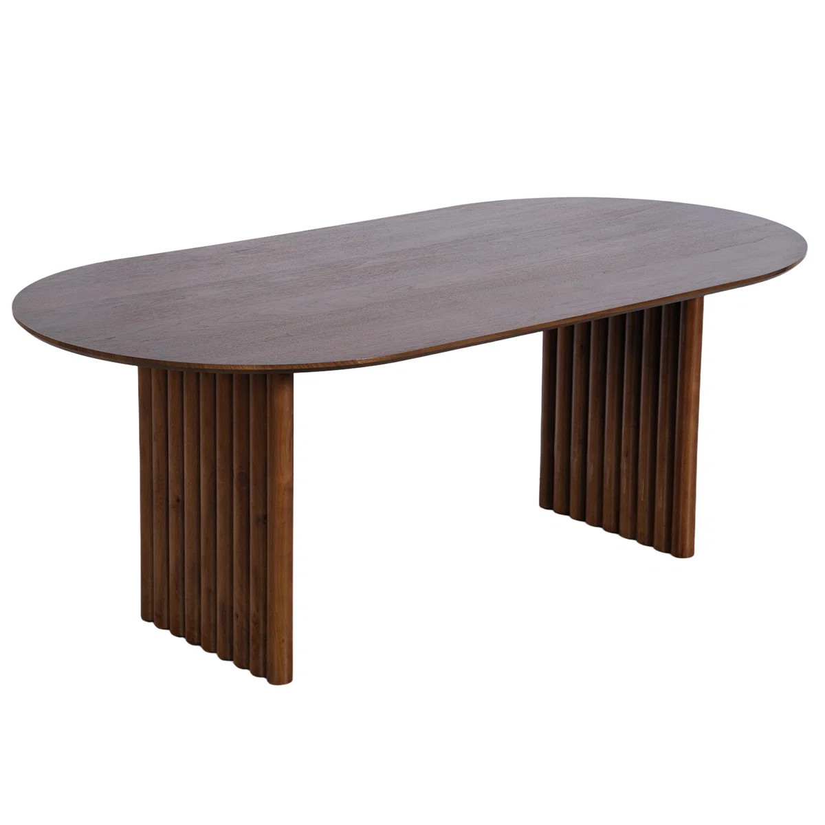 Bena 67" Oval Soild Wood Dining Table Oval Double Pedestal Kitchen Tables Seats 6 | Wayfair North America