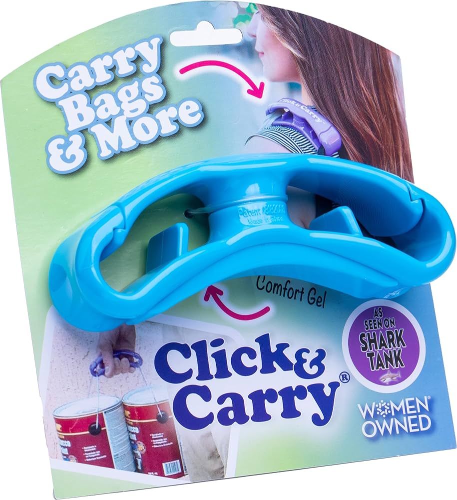 Click & Carry Grocery Bag Carrier, 1 Pack, Blue - As seen on Shark Tank, Soft Cushion Grip, Hands... | Amazon (US)