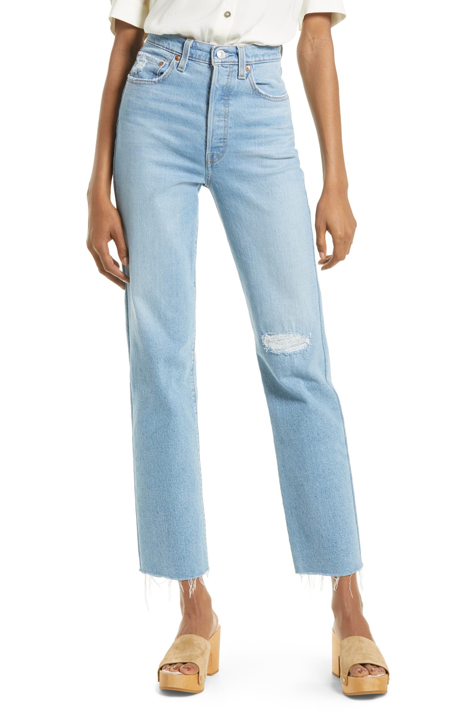 Levi’s® Ribcage Ripped High Waist Ankle Straight Leg Jeans | Nordstrom | Nordstrom