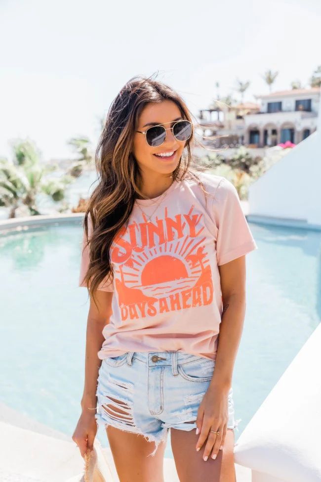 Sunny Days Ahead Graphic Tee Heather Peach | The Pink Lily Boutique