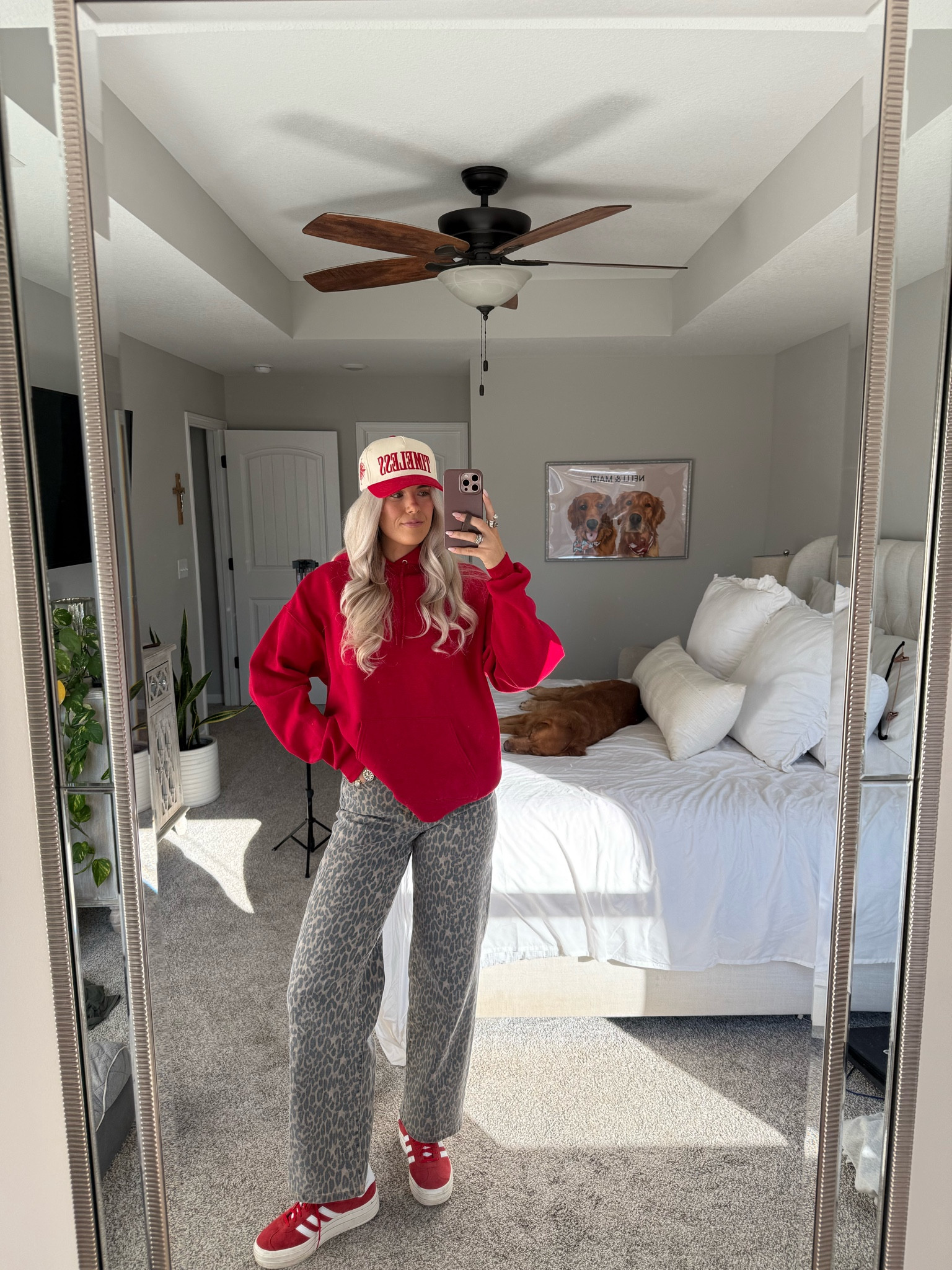 size down half size in sneakers! size large in hoodie, and 26 in cheetah leopard  pants 

#LTKFindsUnder50 #LTKStyleTip #LTKShoeCrush