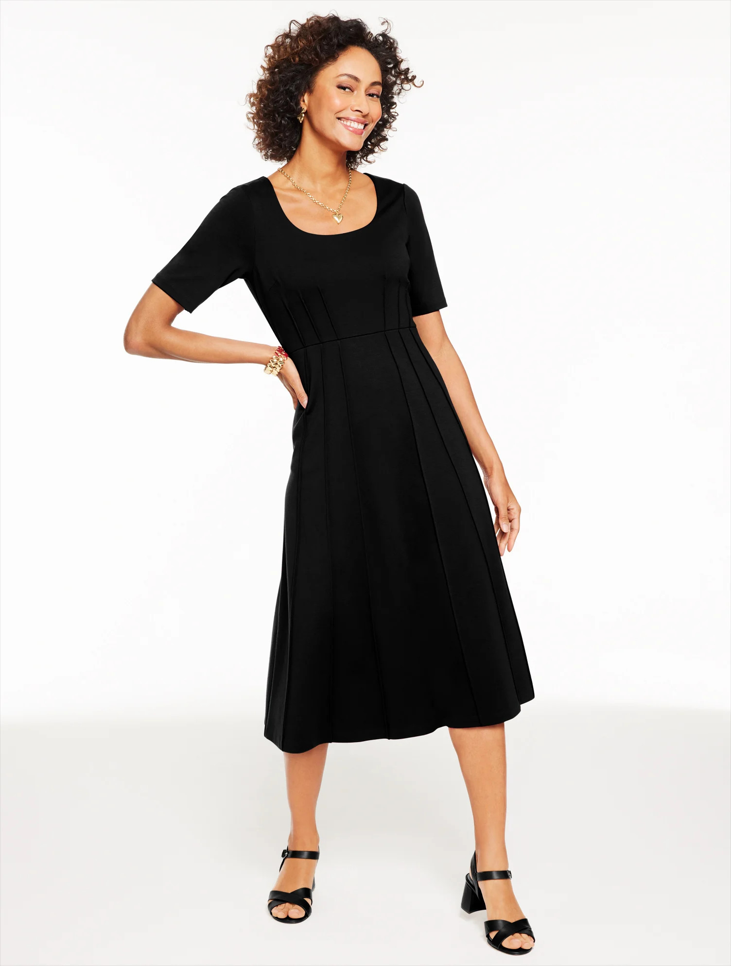 Luxe Ponte Midi Dress - Black - 10 Talbots | Talbots