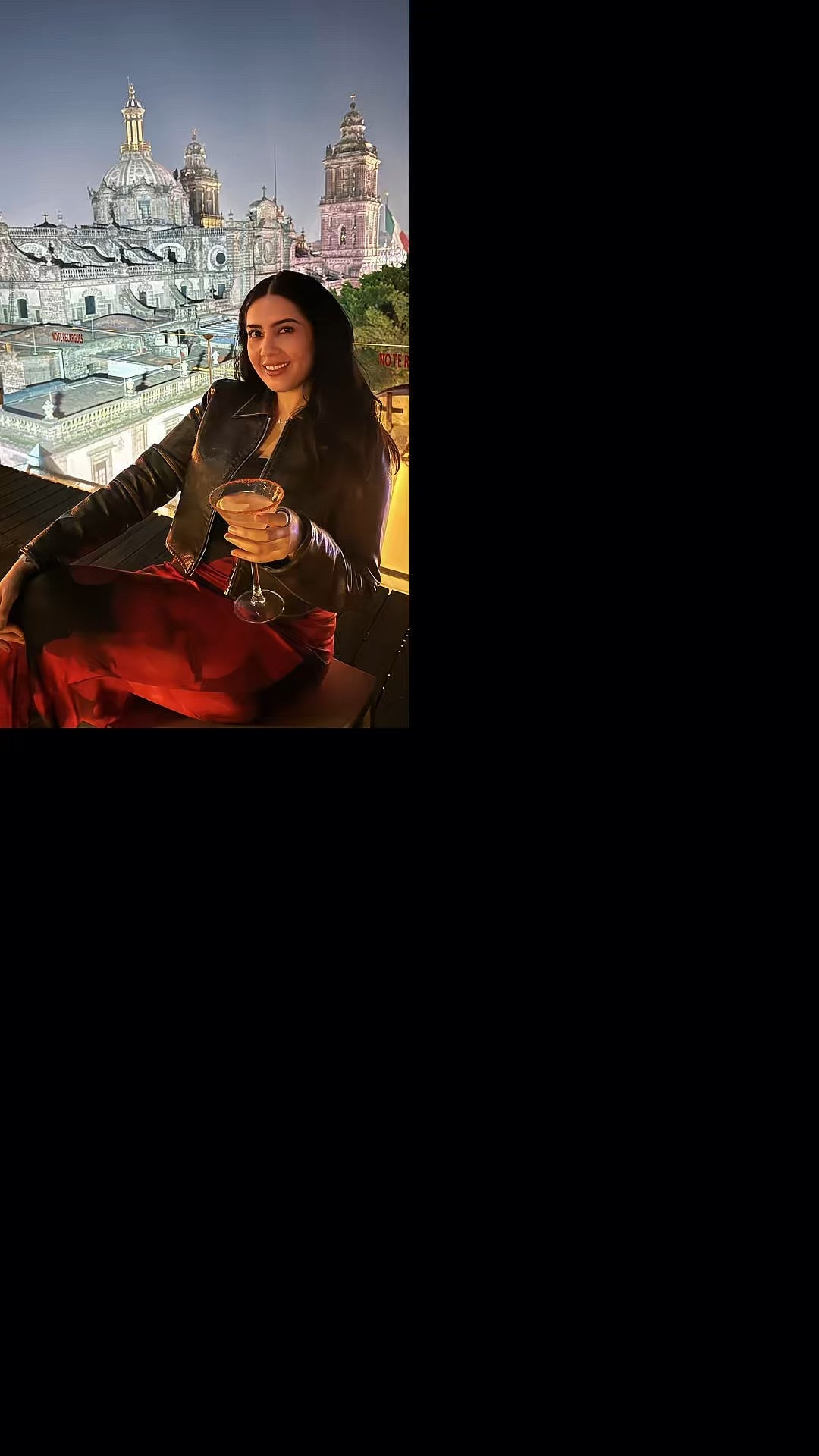 Curvy night-out outfit idea for Mexico City ✦ Red maxi skirt (Amazon), cropped leather jacket (Tilly’s) + sexy perfume combo. Perfect for opera nights, rooftop drinks & vampy travel style. Linking the full look on LTK. #LTKcurvy #TravelOutfitIdeas #OperaHouseStyle