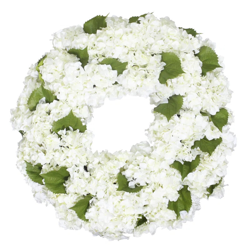 One Allium Way® Garden Hydrangea 24" Polyester Wreath | Wayfair North America