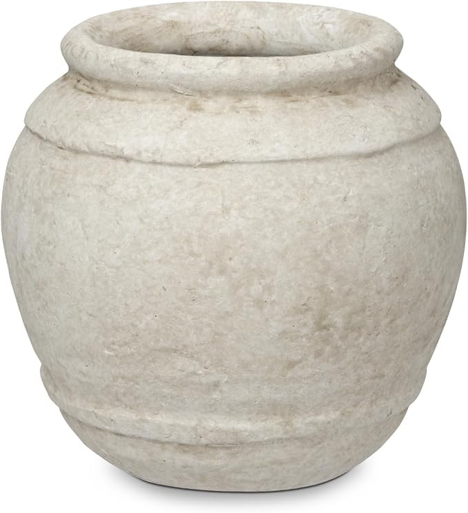 Briful 5.91'' Large Ceramic Rustic Vase Shabby Vintage Textured Vase, 4.72'' Wide Mouth Pampas Ja... | Amazon (US)