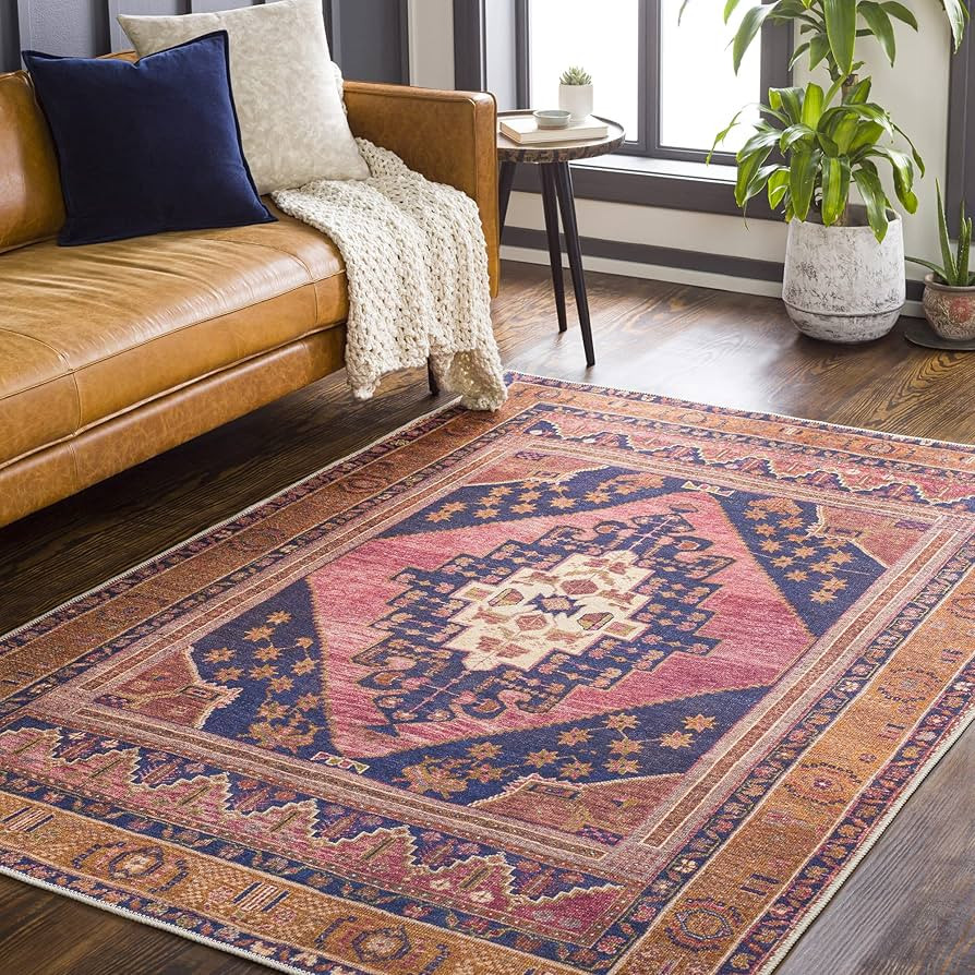 Artistic Weavers Nico Vintage Persian Area Rug, 5'3" x 7'3", Bright Red/Orange | Amazon (US)