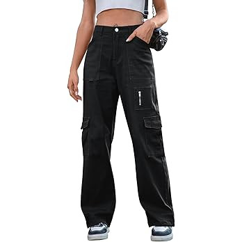 IVIR Cargo Pants Women High Waist Wide Leg Casual Pants with 7 Pockets Stretchy Drawstring Baggy ... | Amazon (US)