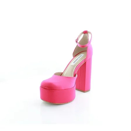 Steve Madden Agata Pink Satin Ankle Strap Block Heel Rounded Toe Fashion Pumps (Pink Satin 9.5) | Walmart (US)