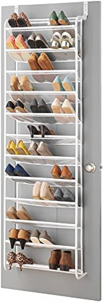 Whitmor 36 Pair Door Shoe Organizer, White | Amazon (US)