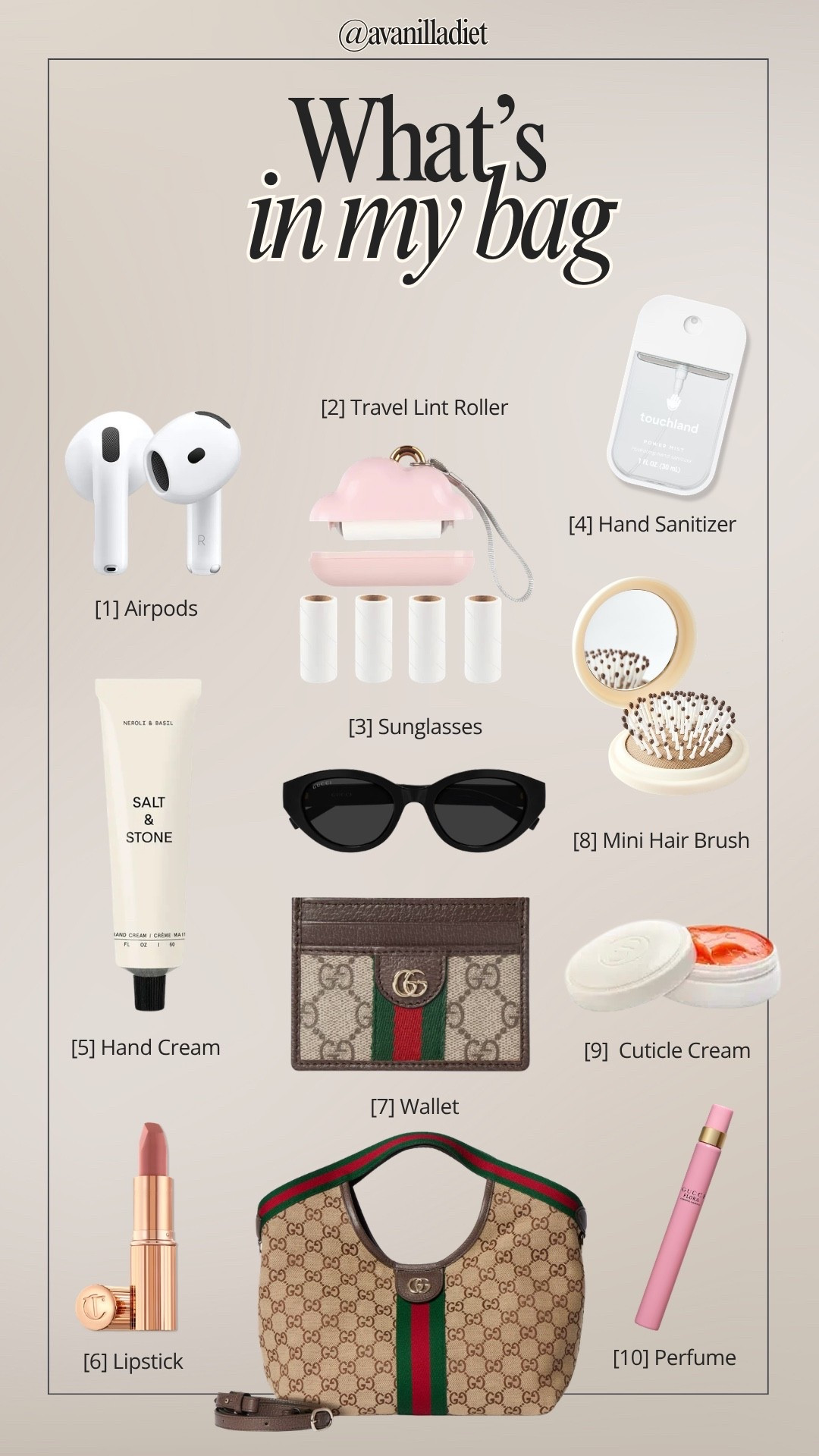 What’s in my bag? ✨

Must have items, Gucci, AirPods, lipstick, hand cream, sunglasses, everyday finds

#LTKdayinmylife