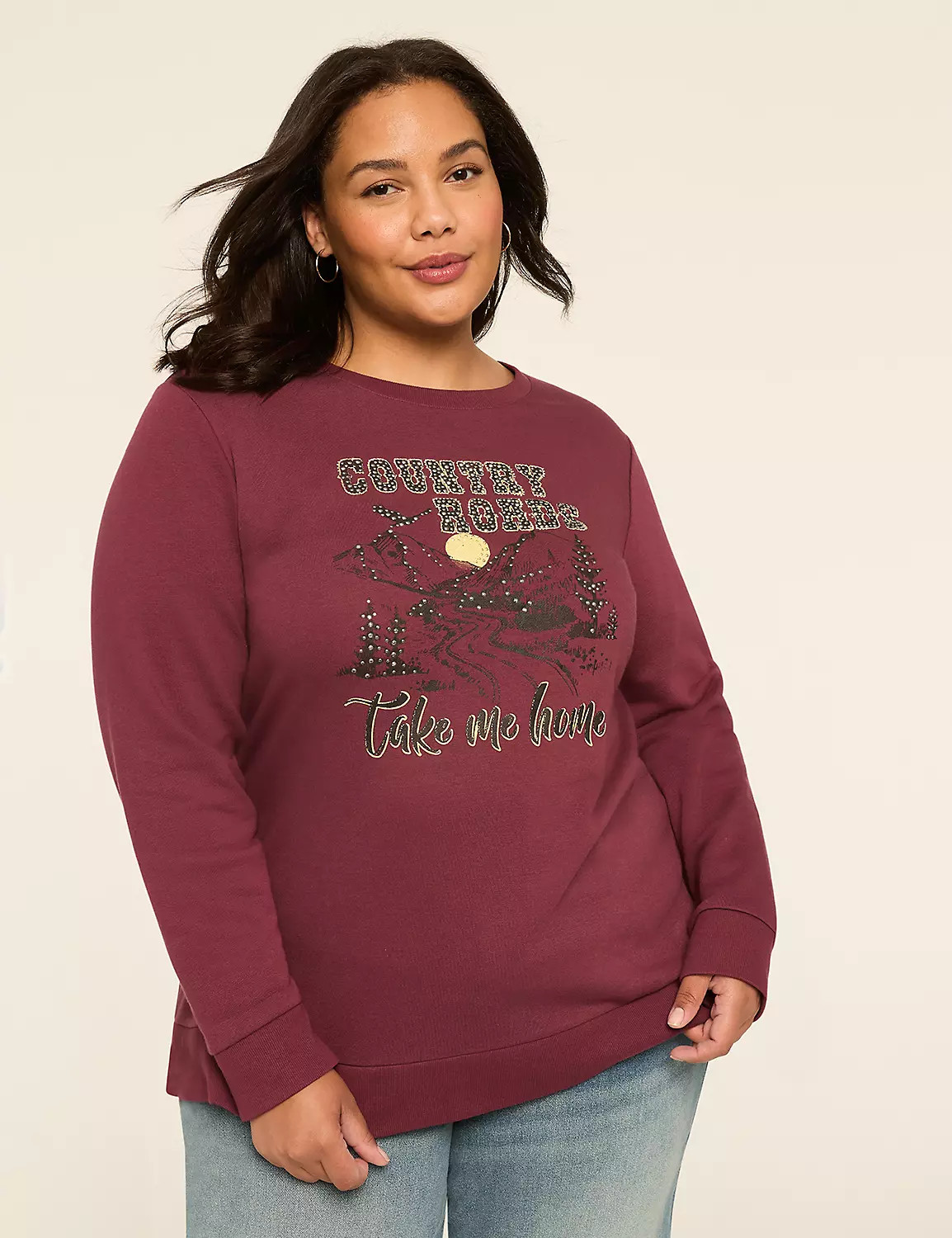 Rhinestone Country Roads Graphic Sweatshirt | LaneBryant | Lane Bryant (US)