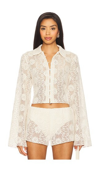 LIONESS Babydoll Top in Cream. - size M | Revolve Clothing (Global)