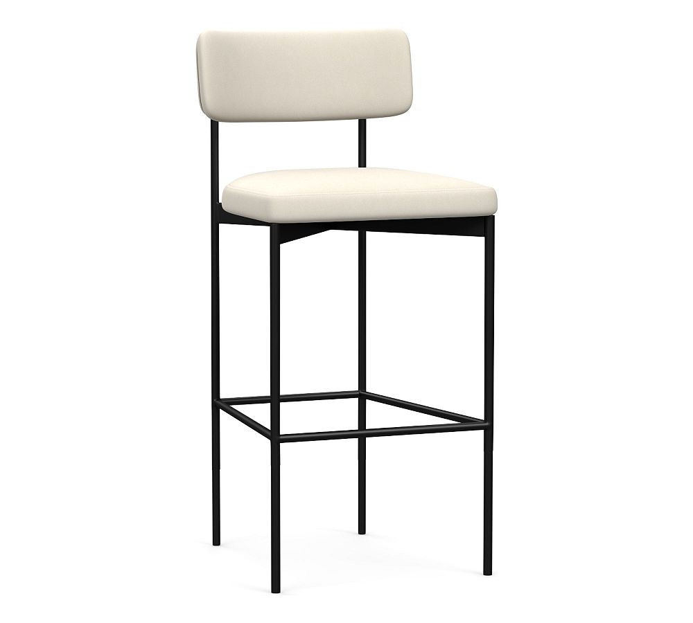 OPEN BOX: Maison Leather Bar Height Bar Stool, Antique Bronze Leg, Signature Chalk | Pottery Barn (US)