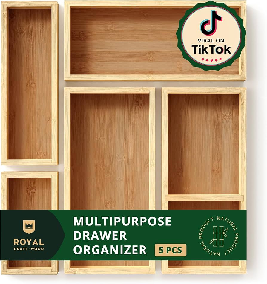 ROYAL CRAFT WOOD Luxury Bamboo Tea Storage Chest - Multi-Use Drawer Organizer Set for Tea Bags, K... | Amazon (US)