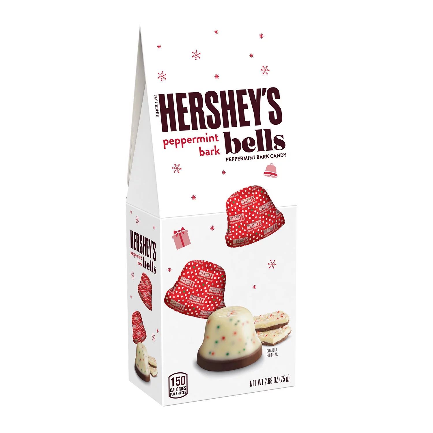 Hershey's Peppermint Bark Bells Christmas Candy, Carton 2.68 oz | Walmart (US)