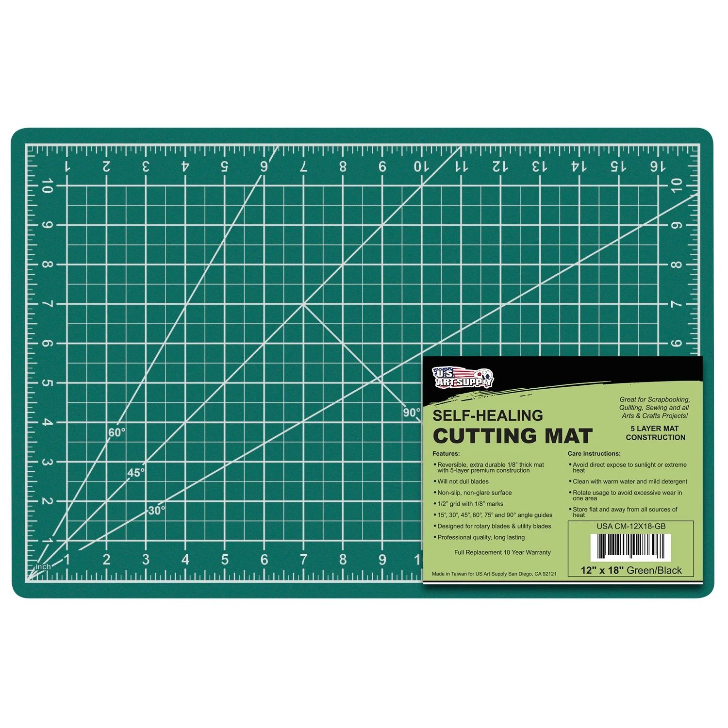 12" x 18" GREEN/BLACK Self Healing 5-Ply Double Sided Durable PVC Cutting Mat | Walmart (US)