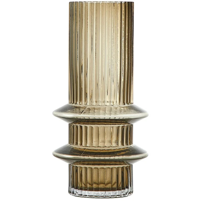 Beautiful 8.5" Tall Ribbed Oyster Gray Tubular Glass Vase by Drew Barrymore, 3.93" D | Walmart (US)