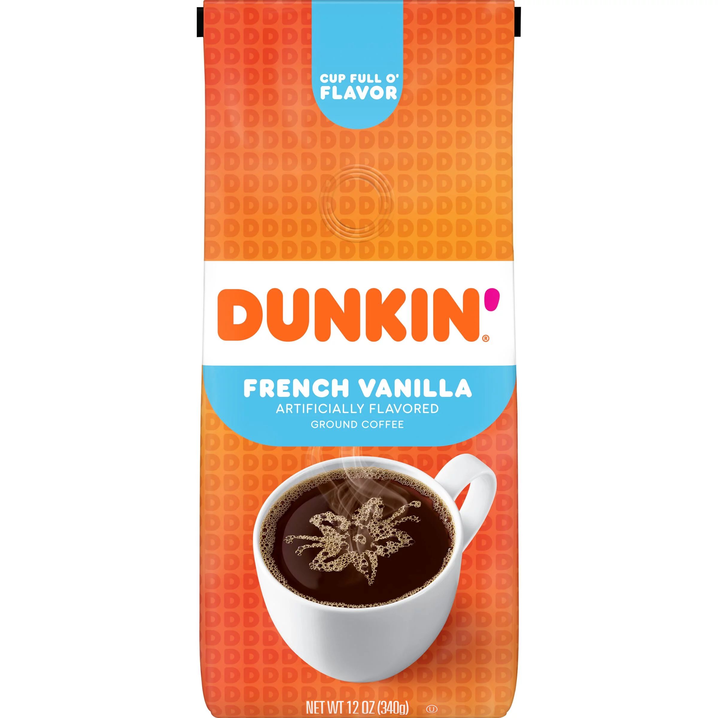 Dunkin French Vanilla Artificially Flavored Coffee, Ground Coffee, 12 Oz Bag - Walmart.com | Walmart (US)