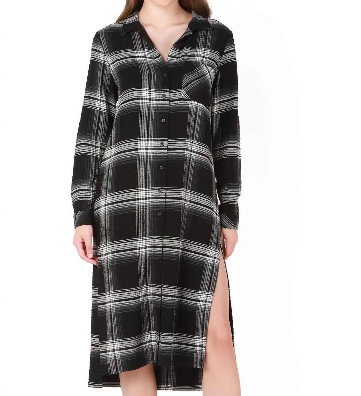 Plaid Midi Shirt Dress in Penthouse Plaid | Shop Simon