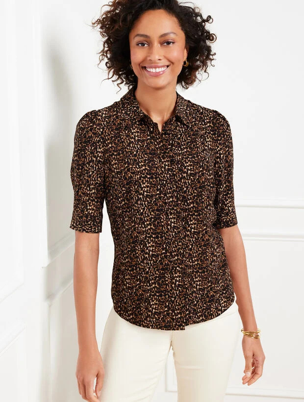 Elbow Sleeve Shirt - Delicate Leopard | Talbots
