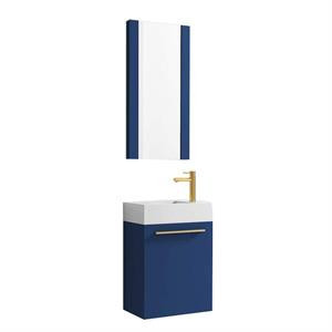 Colmar 18 Inch All Wood Bathroom Vanity with Acrylic Sink & Mirror - Navy Blue | Cymax