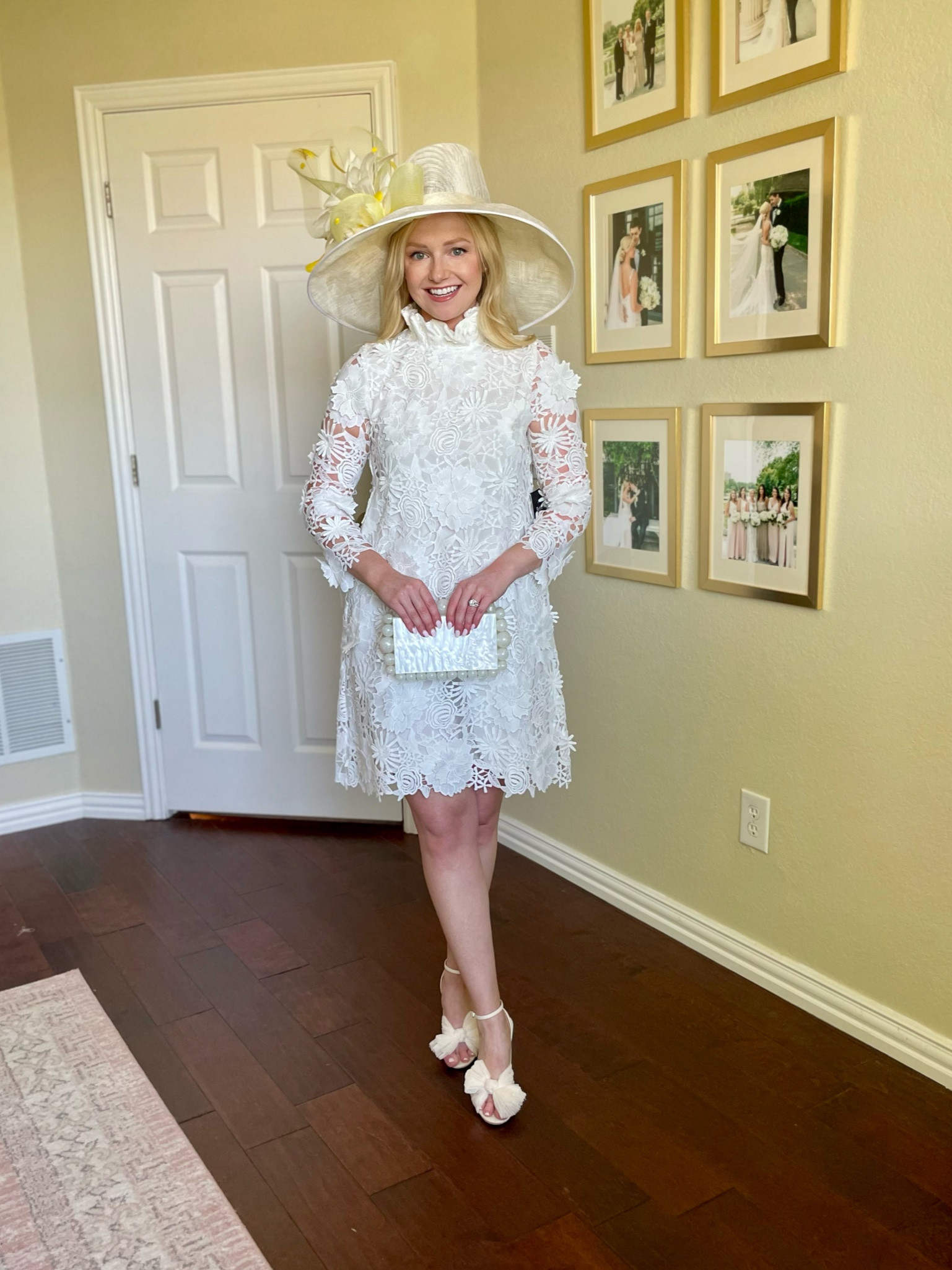 Wearing an XS in dress | Kentucky derby outfit, Kentucky derby dress, white dress, graduation dress, bridal shower dress, bridal dress, wedding shoes 

#LTKSeasonal #LTKstyletip #LTKwedding
