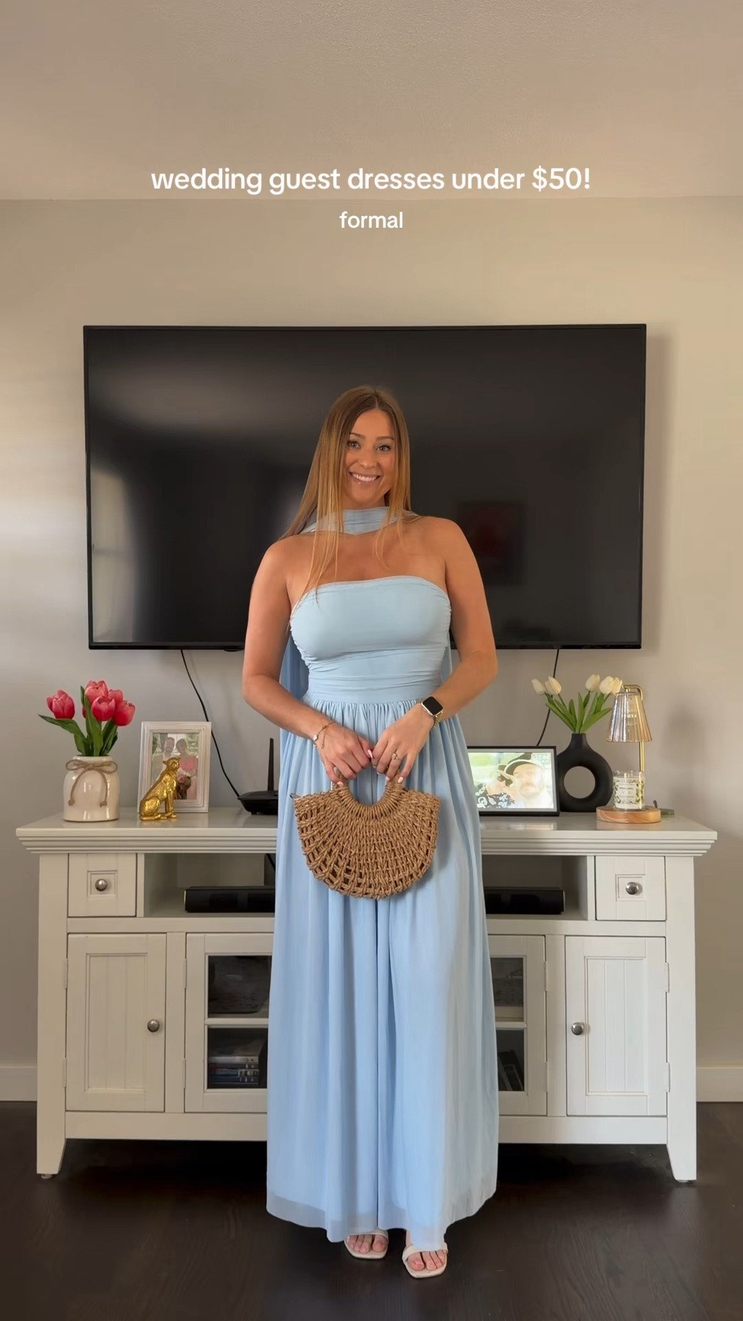 wedding guest dresses under $50!!! wearing my true size in each one. would size down in the pink/white one if in between sizes.

#LTKootd #LTKWedding