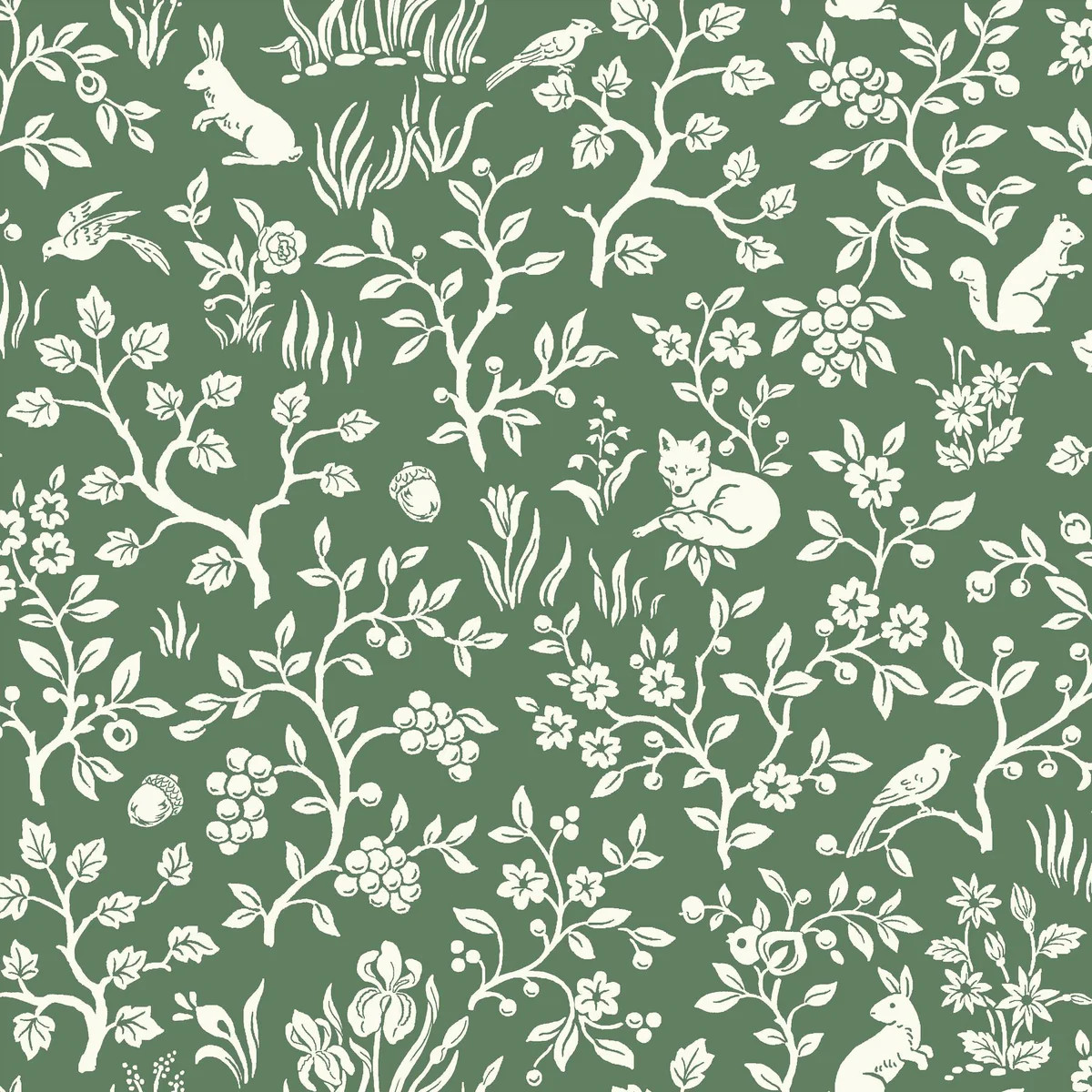 Magnolia Home Fox & Hare Forest Green Wallpaper | DecoratorsBest