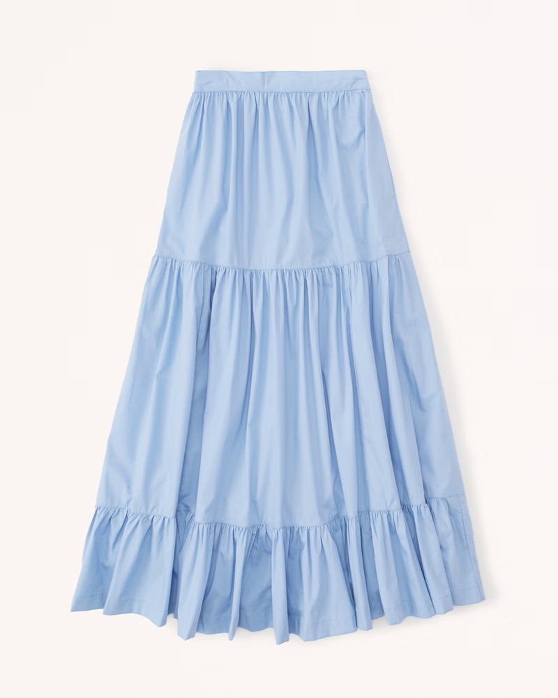 Women's Resort Tiered Poplin Maxi Skirt | Women's Bottoms | Abercrombie.com | Abercrombie & Fitch (US)