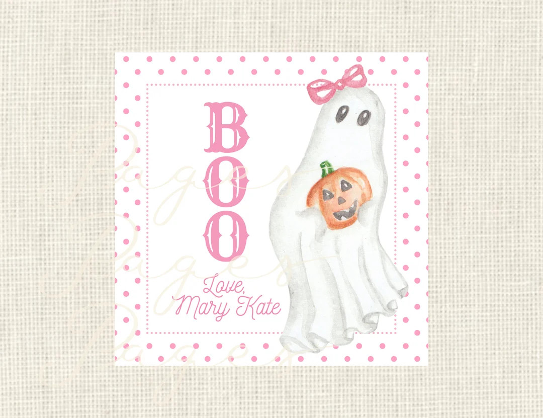 Pink Watercolor Halloween Tags / Kids Tags for Halloween Treat Bags | Etsy (US)