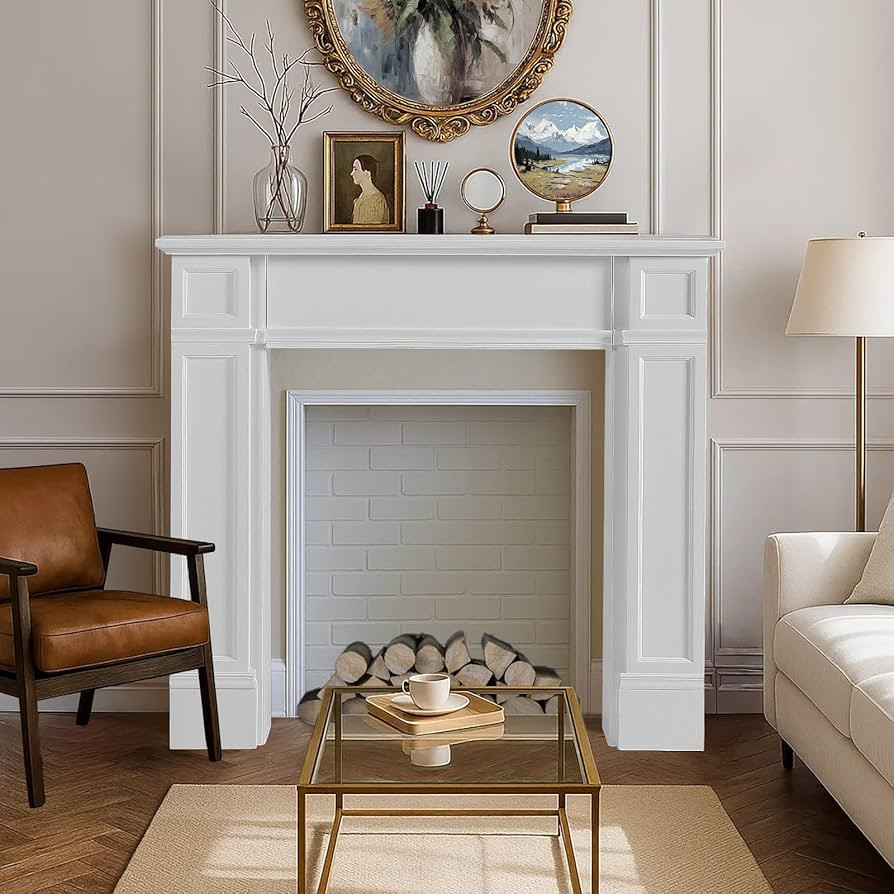 Modern Fireplace Mantel Surround, White Freestanding Surround Mantel for Electric Fireplaces, Pre... | Amazon (US)